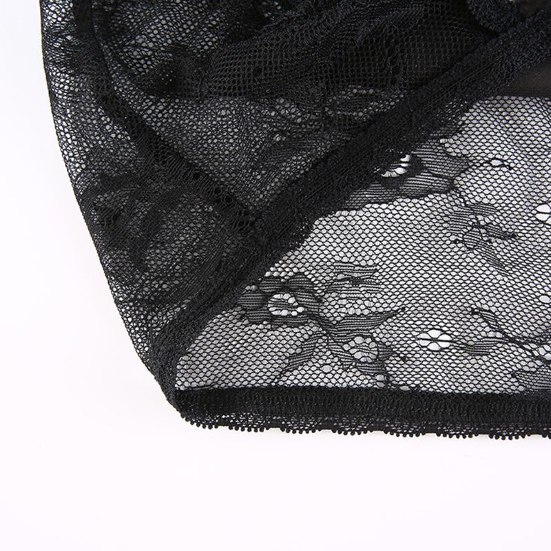 Áo Croptop Hai Dây Cổ Chữ V Phối Ren Xuyên Thấu Phong Cách Gothic Quyến Rũ