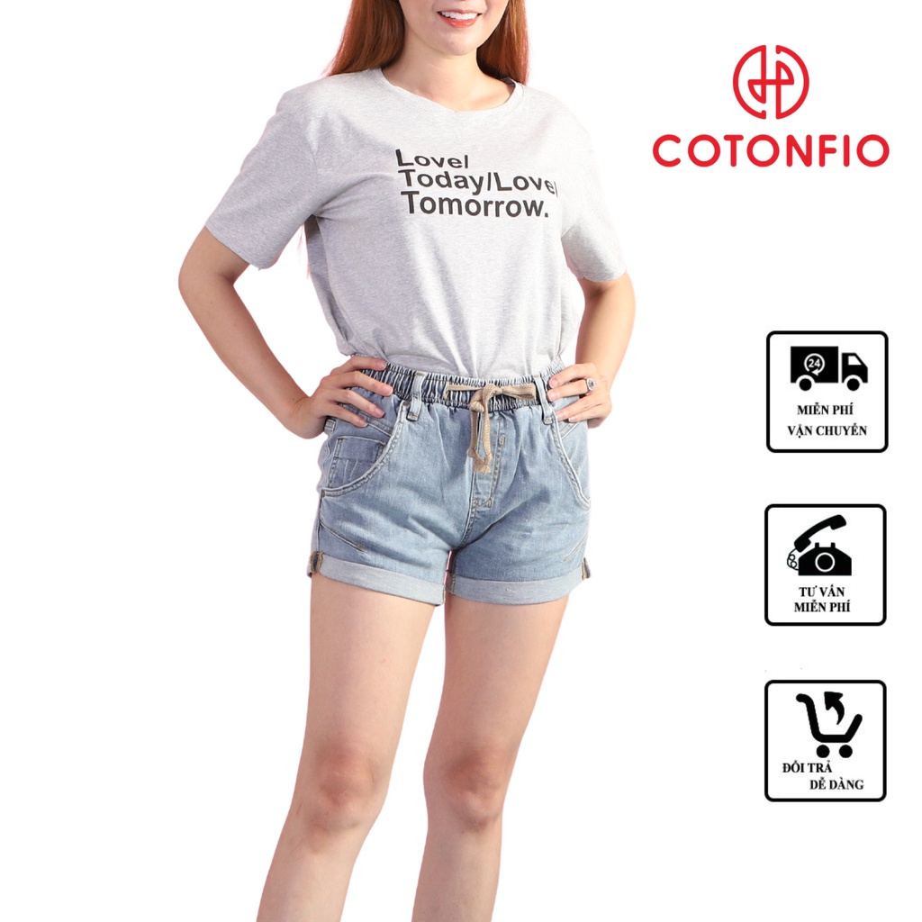 Quần Short Nữ Quần Short Jean Nữ COTONFIO 8067 Quần Sooc Bò Nữ 100% Cotton thun săn lai