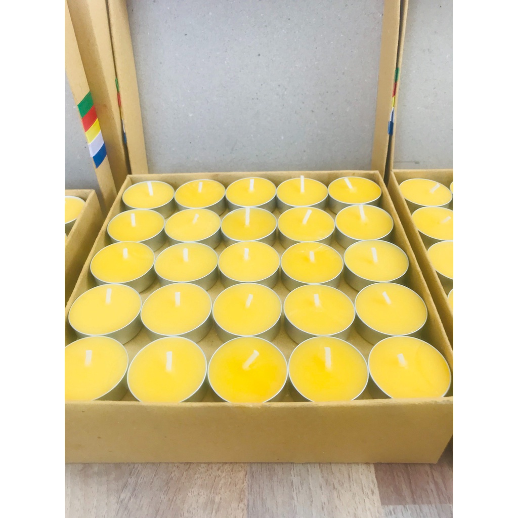 12 5 vien nến bơ thực vật -cháy 4h-100 vien -tặng 25 viên nến tealight -nhiều màu sắc lựa chọn