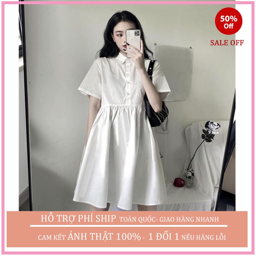 (QUÀ TẶNG LÀ DÂY BUỘC TÓC NHA) Đầm Babydoll cổ đức ,váy nữ đẹp cổ sơmi ,Váy Nữ Tay Bồng Dáng Suông 1 Màu ulzzang, MAGIDO | BigBuy360 - bigbuy360.vn