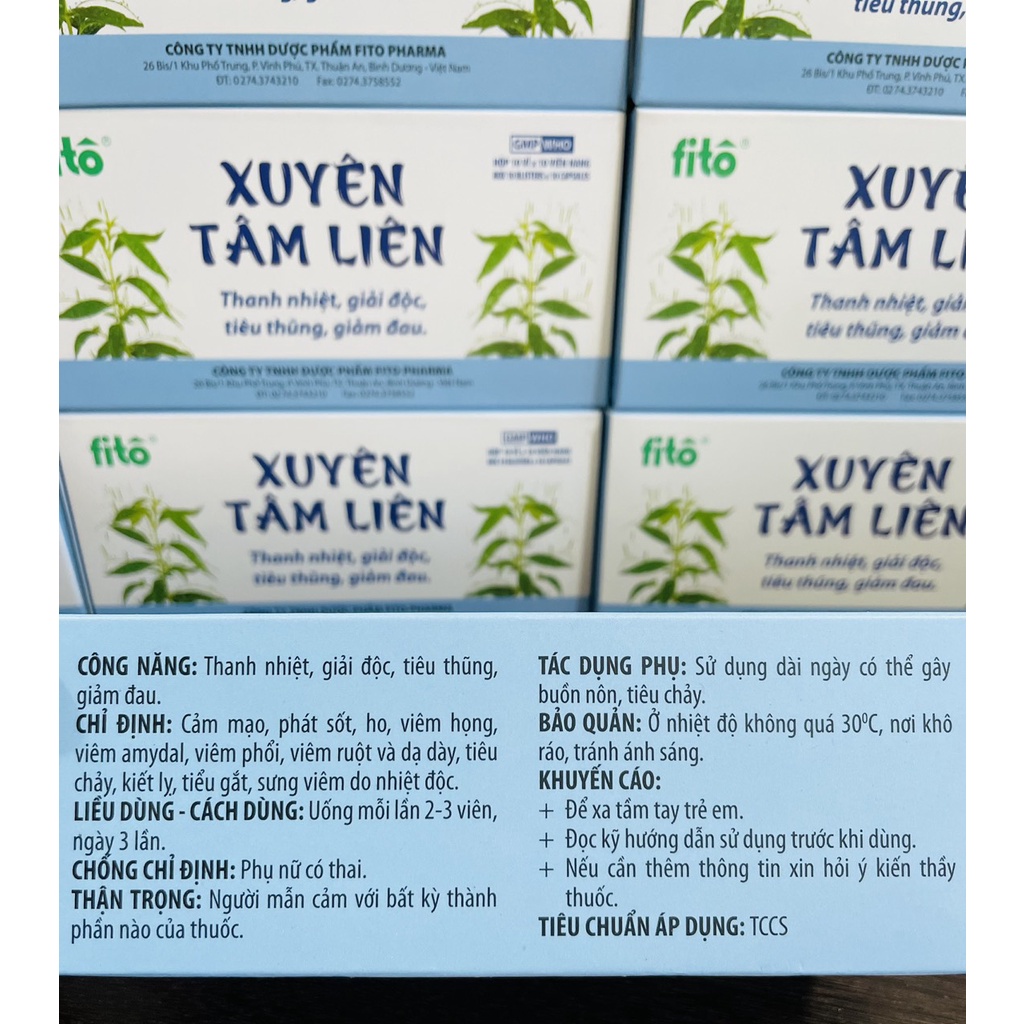 Viên uống Xuyên Tâm Liên FITO hộp 100 viên, giảm ho, đau rát họng, khan tiếng, long đờm - OriDrugs