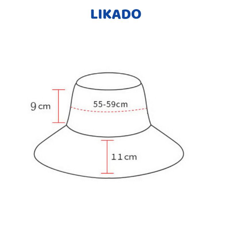 Mũ bucket nữ trơn 2 mặt LIKADO vành rộng 2 mặt chống nắng đi biển MU03