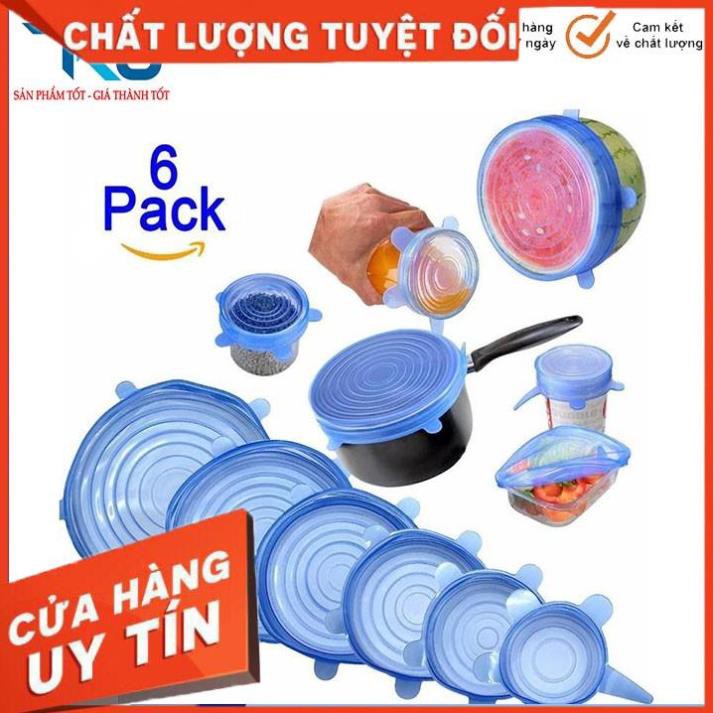 Bộ 6 nắp silicon co giãn bọc tô chén bảo quản thực phẩm đa năng