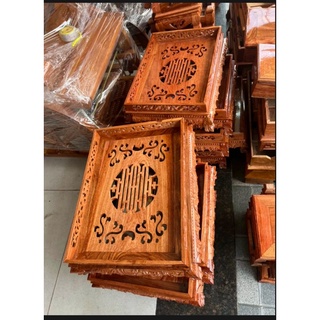 Khay trà chân quỳ gỗ hương đá đồ dùng uống trà 37 x 27 x 11 cm