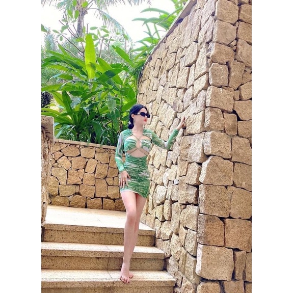 BIKINI Váy dài tay loang xanh sexy hot trend