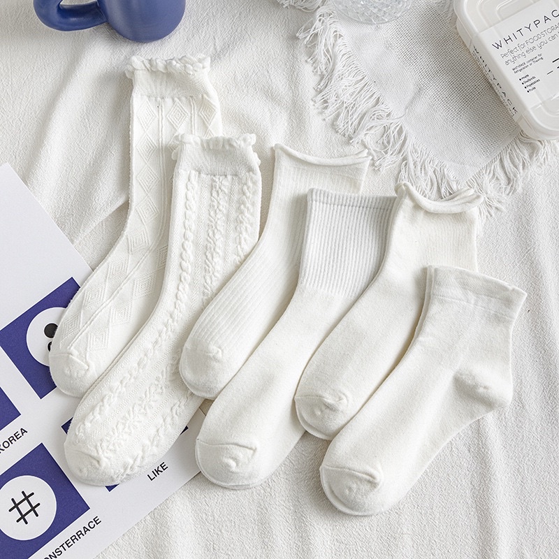Tất cotton nữ cổ cao phong cách lolita chất đẹp TAT08