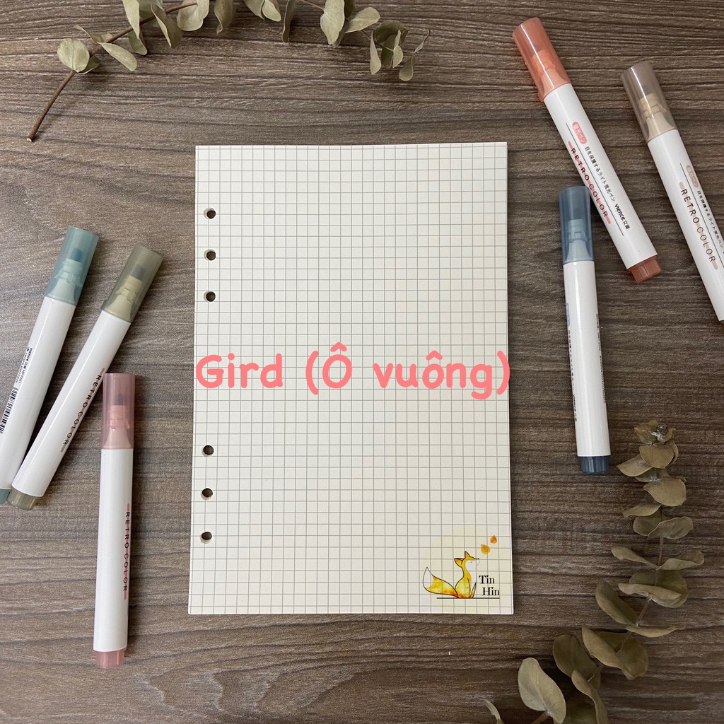 [Bujo]  Giấy Refill Ruột Sổ Còng Bullet journal A4/A5/A6/B5/A7 90 trang văn phòng phẩm sáng tạo