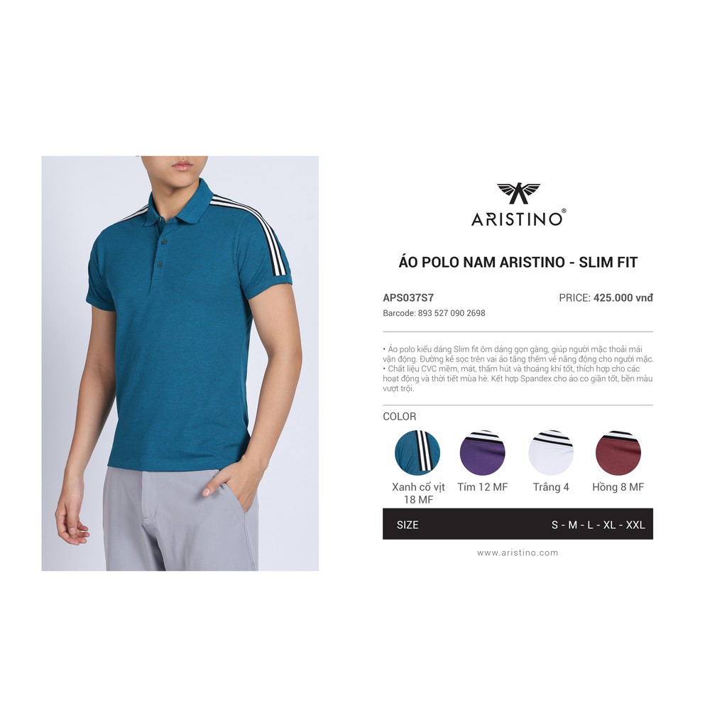 (Mã KHOB2210 giảm 20k) Áo polo nam ARISTINO APS037S7 slim | BigBuy360 - bigbuy360.vn