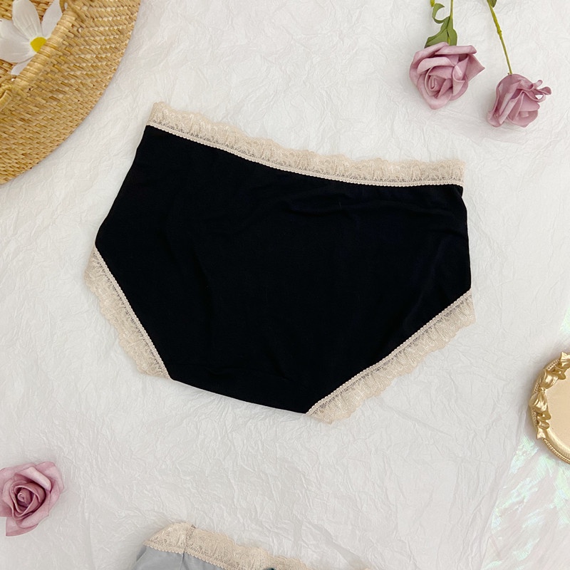Sweet Lace Cute Mid-Waist Women Briefs Antibacterial Cotton Crotch Ladies Underwear Breathable Mid-Rise Sexy Panties Female