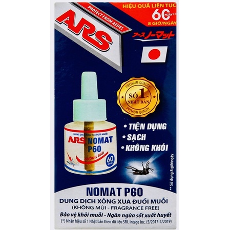 Chai dung dịch xông xua đuổi muỗi điện ARS Nomat P60 (refill/ dùng để lắp vào máy xông đuổi muỗi điện ARS Nomat P60)