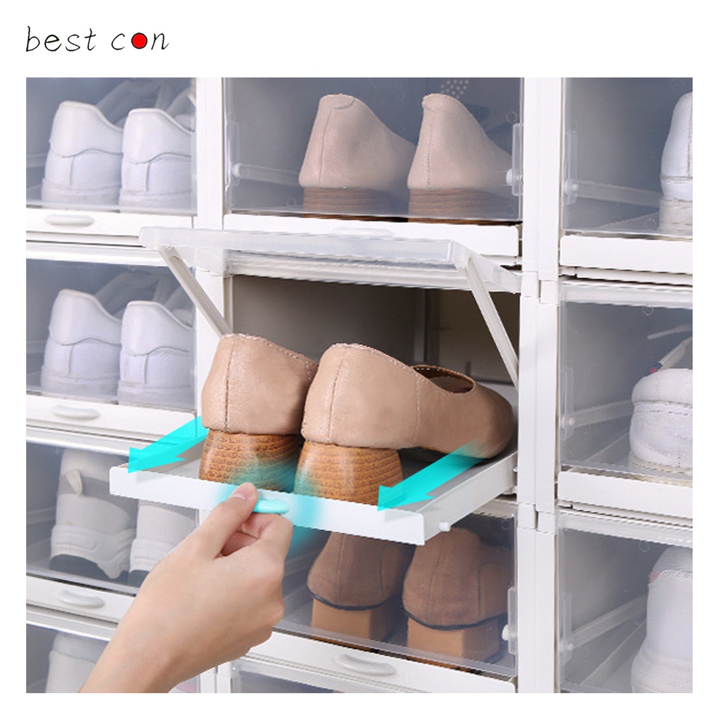 Hộp giày nắp nhựa cứng trong suốt có ray trượt - Hộp giày lắp ghép