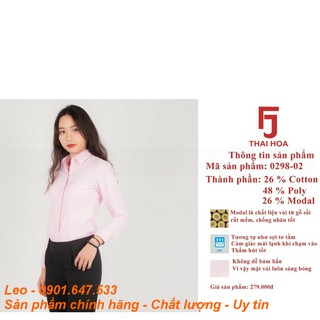 Áo sơ mi Thái Hòa vải sợi tre màu hồng phấn 0298-02