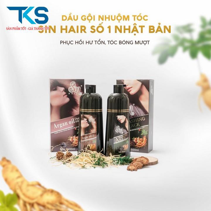 Dầu gội nhuộm đen phủ bạc Sin Hair chiết xuất thảo dược thiên nhiên số 1 Nhật Bản