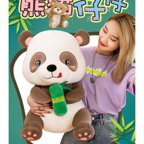 Gấu Bông Gấu Trúc PANDA Ôm Măng - Gấu Trúc Nhồi Bông Ôm Tre Vải Misino Cao Cấp