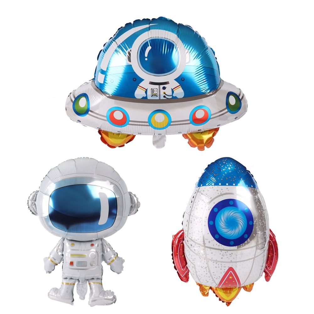 Bộ Bong Bóng Màng Nhôm Hình Ufo/Phi Hành Gia/ Tên Lửa 4D Trang Trí Tiệc Sinh Nhật Cho Bé
