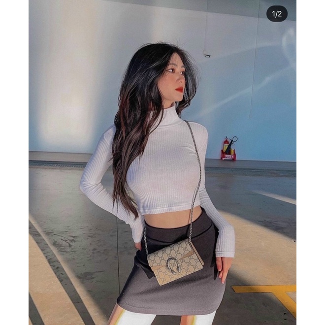 Free Ship-Hàng Cao Cấp Áo Thun Nữ Tay dài cổ lọ Croptop, Form Slim Fit, màu sắc đa dạng | BigBuy360 - bigbuy360.vn