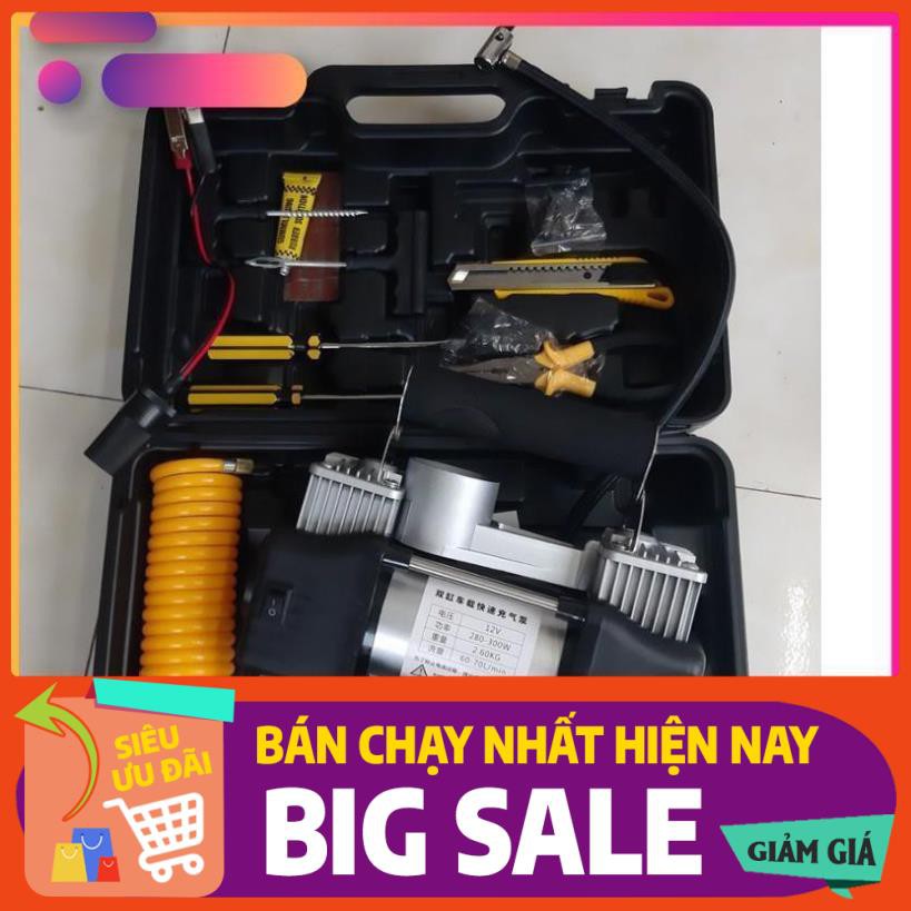 Bơm ô tô Xe Máy [FRE SHIP]  1 bộ 6 Món Cứu Hộ Lốp tại Chỗ Có Đèn