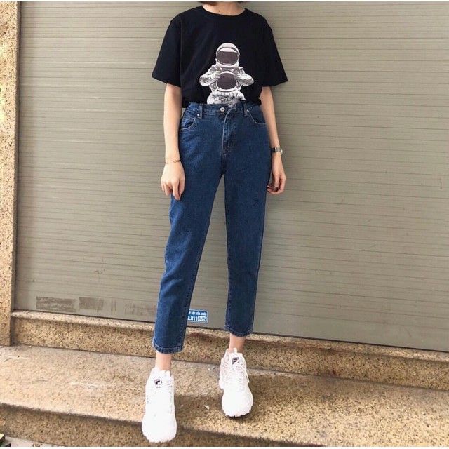 Quần Baggy Jeans Nữ Trơn Mẫu Đơn Giản-285