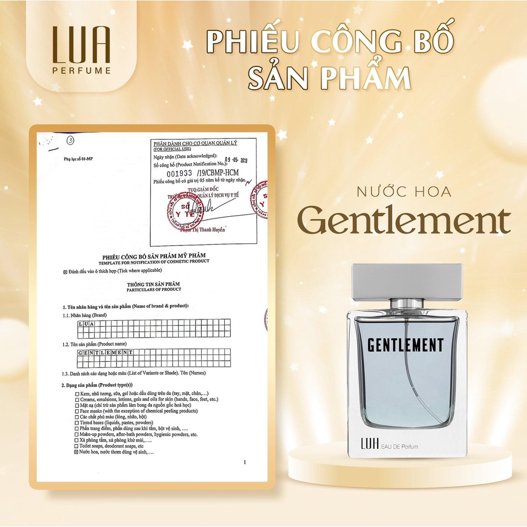 [Chính hãng] Nước Hoa Nam Lua Gentlement 50ml Lua Perfume - 8936095370846
