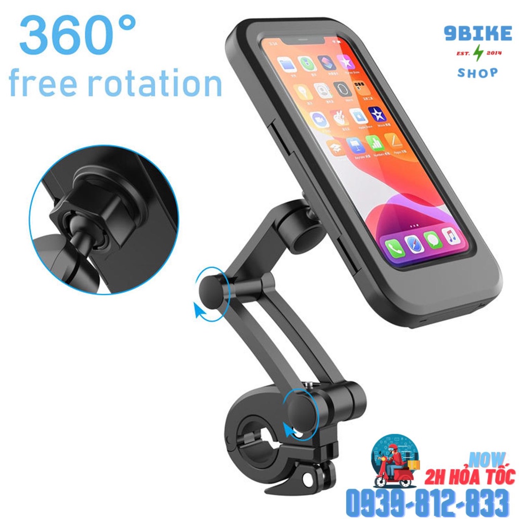 Giá kẹp điện thoại lên ghidong xe đạp chống nước HL-69 Màu đen