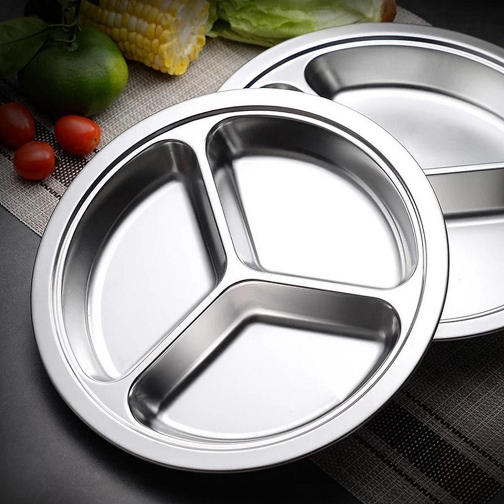 Đĩa Tròn Chia Ngăn Đựng Thức Ăn BBQ Ngoài Trời Cho Học Sinh