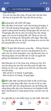 Kẽm nước Biocare số 1 UK