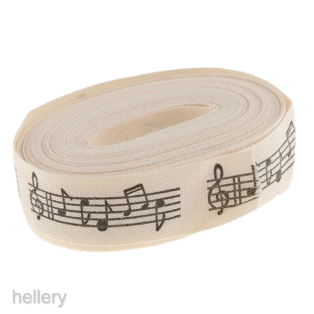 Cuộn Dây Ruy Băng Cotton 15mm In Hình Nốt Nhạc Trang Trí Đa Năng Dài 5 Yard