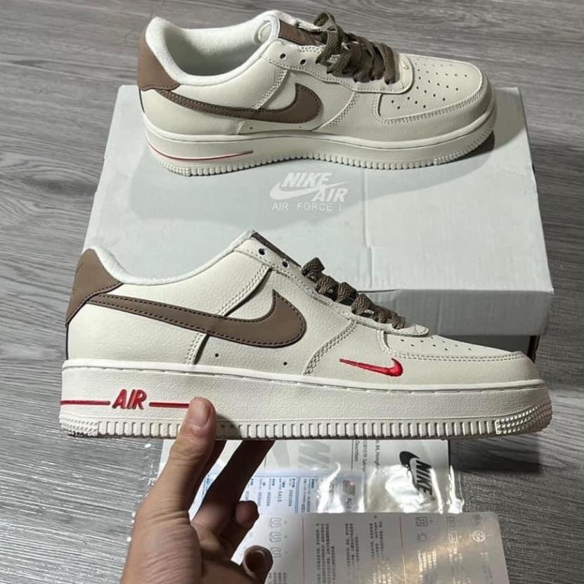 Giày thể thao AF1 vệt nâu nam nữ Giầy sneaker air force 1 low premium white brown nam nữ cực chất dễ phối đồ 2021