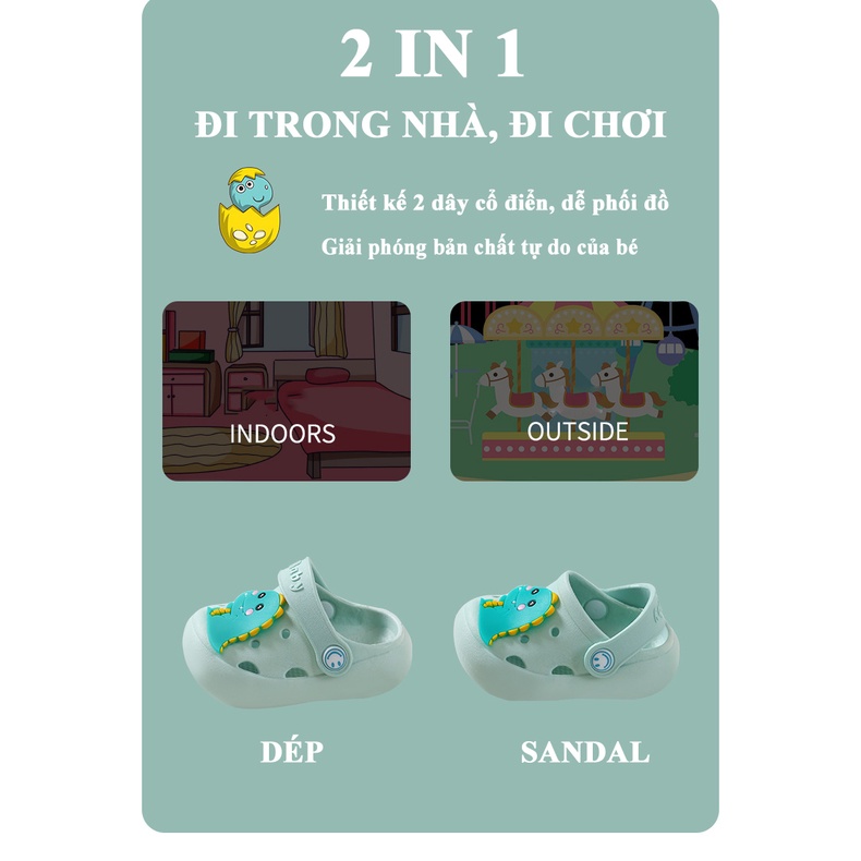 Sục trẻ em ZAKUDO giày crocs chống thấm nước CHỐNG TRƯỢT siêu đẹp cho bé yêu DQ01