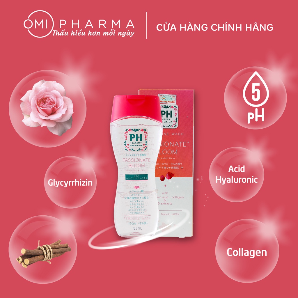 Dung Dịch Vệ Sinh Hoàn Toàn Tự Nhiên PH Care PH Japan Premium Passionate Bloom Hương Hoa Hồng (150ml)