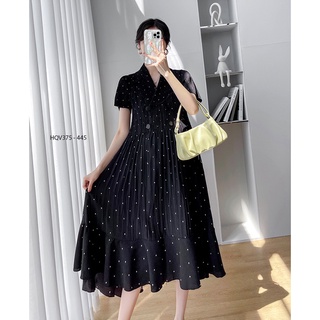  Young Mom | Đầm bầu đi tiệc sang trọng HQV375 có 2 màu Đỏ và Đen chất liệu cát Hàn Quảng Châu 