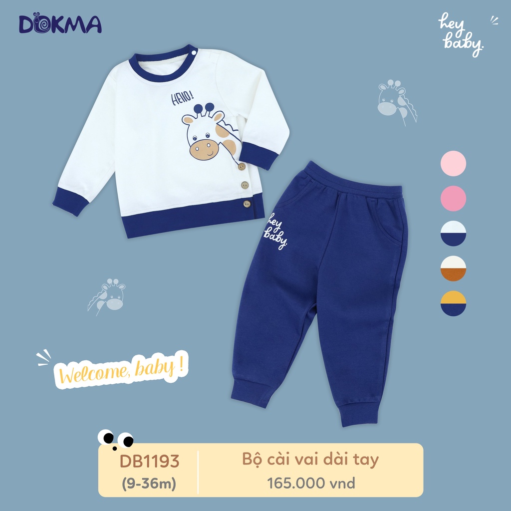 9-36M Bộ dài tay cài vai dày Dokma DB1193