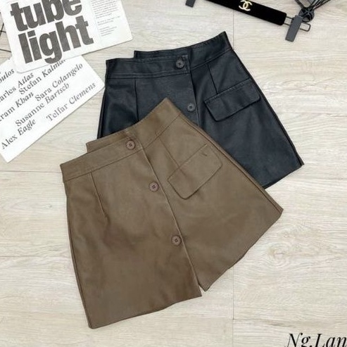 Quần giả váy da khuy chéo hàng QCL1