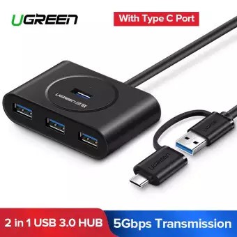 Bộ chia cổng USB 3.0/USB type C sang 4 cổng USB 3.0 UGREEN 40850 Chính Hãng,dây 1met CR113