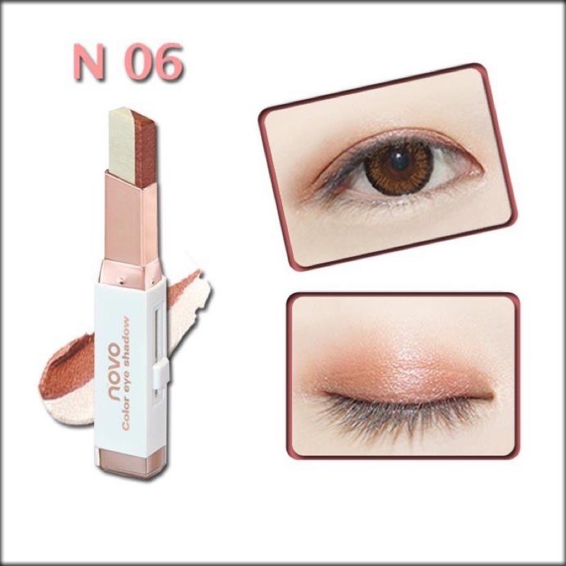 Bút sáp màu mắt NOVO Eyeshadow Double Color Grandient Stick (Phấn mắt NOVO dạng thỏi 2 màu có ánh nhũ)