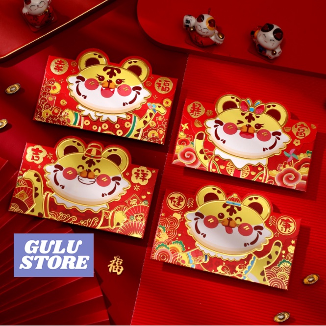 Bao Lì Xì Tết 2022 Hình Con Cọp Nhiều Ý Nghĩa [Lốc 4 Bao - Giấy Dày Dặn]