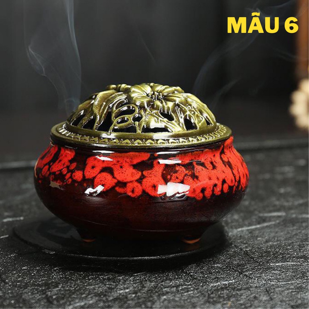 Lư xông trầm hương đỉnh đốt nhang gốm sứ cao cấp