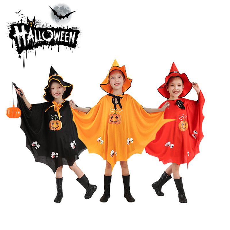 Bộ Áo Choàng Hóa Trang Phù Thủy Kèm Nón Cho Bé Dịp halloween