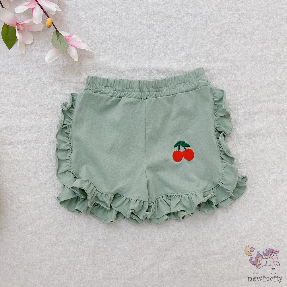 Quần short họa tiết anh đào phong cách Hàn Quốc mùa hè cho bé gái