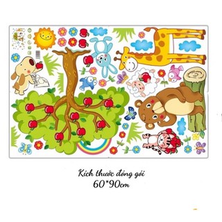 Decal dán tường thú cây táo 8205