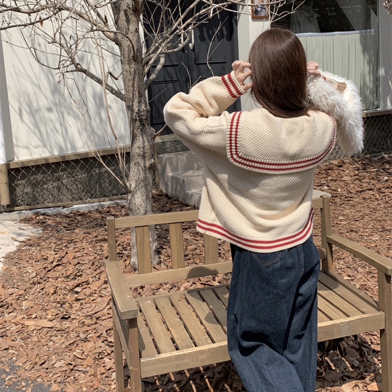 Áo Khoác Cardigan Dệt Kim Hoạ Tiết Kẻ Sọc Thiết Kế Hợp Thời Trang