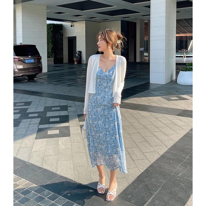 SUXI Áo cardigan nữ dệt kim màu trắng tay dài thiết kế mới thời trang mùa hè