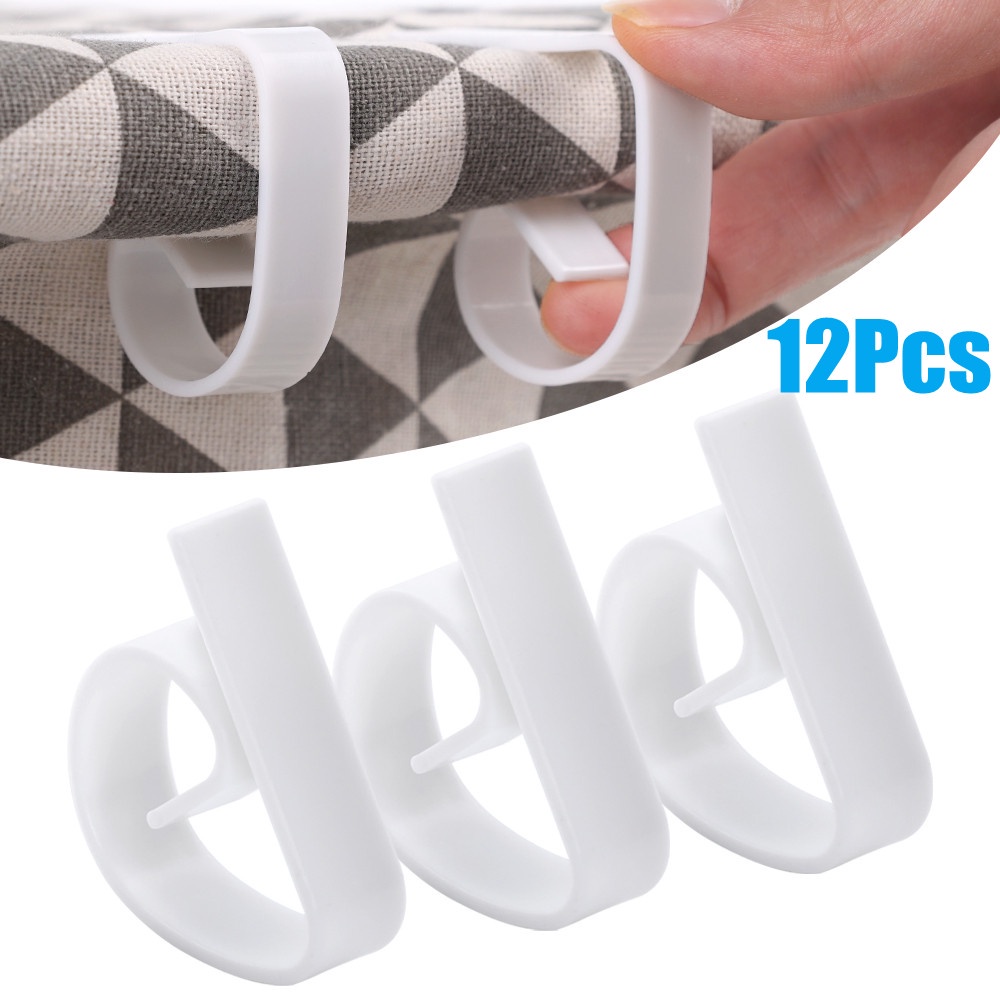 Set 12 Kẹp Khăn Trải Bàn Bằng Nhựa Màu Trắng Tiện Dụng