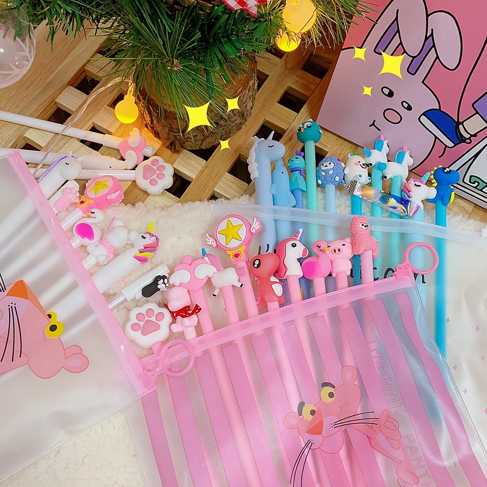 10 MiếNg Phim HoạT HìNh Pink Gel Pen HọC Sinh VăN PhòNg PhẩM