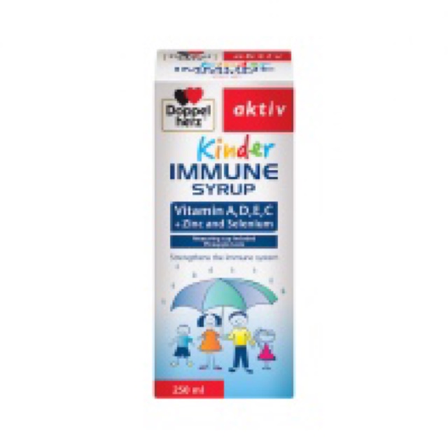 Doppelherz Kinder Immune Syrup 250ml - Miễn dịch khoẻ, mẹ bớt lo (Vitamin A,Vitamin D3,Vitamin E,Vitamin C,Zin, Selenium