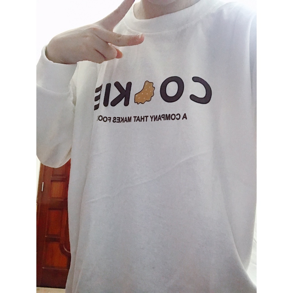 Áo Sweater Trắng In Bánh Cookie, Áo Sweater Dày Dặn Siêu Xinh Hot Trend Anne Boutique Mã 594