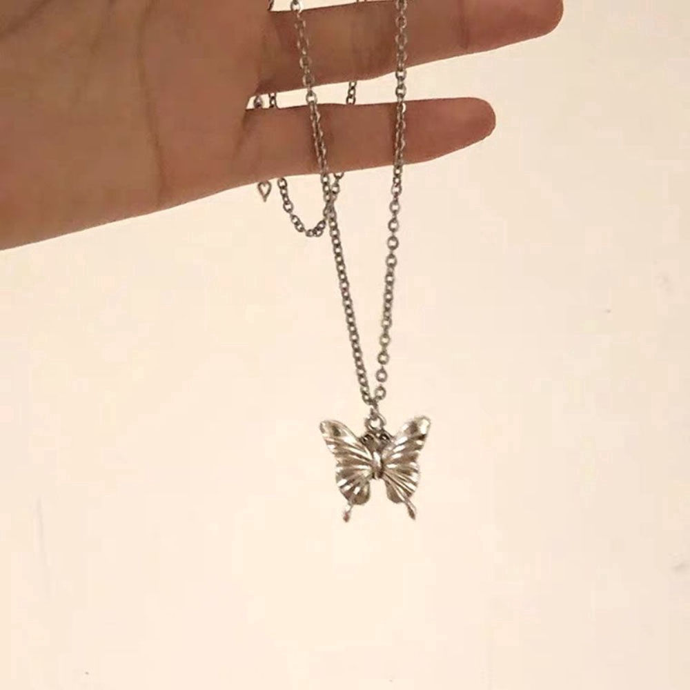 Dây Chuyền Mặt Hình Bướm Kim Loại Phong Cách Cổ Điển Cá Tính