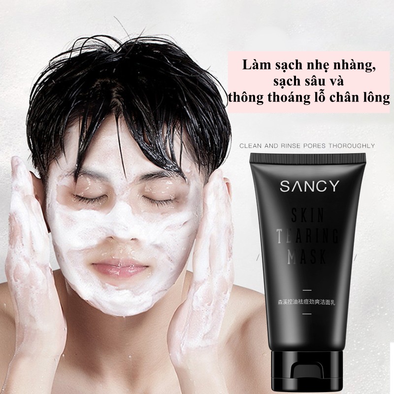 Sữa rửa mặt cho nam SANCY sạch sâu giảm mụn, kiềm dầu, dưỡng ẩm và giữ ẩm cho da, sáng da, thu nhỏ lỗ chân lôngSPT110036
