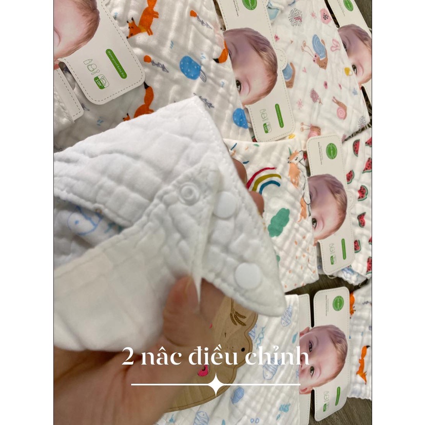 Yếm Xô Aden 6 Lớp Cho Bé, Yếm Khuy Bấm 2 Nấc Điều Chỉnh Cho Bé 0-2 Tuổi