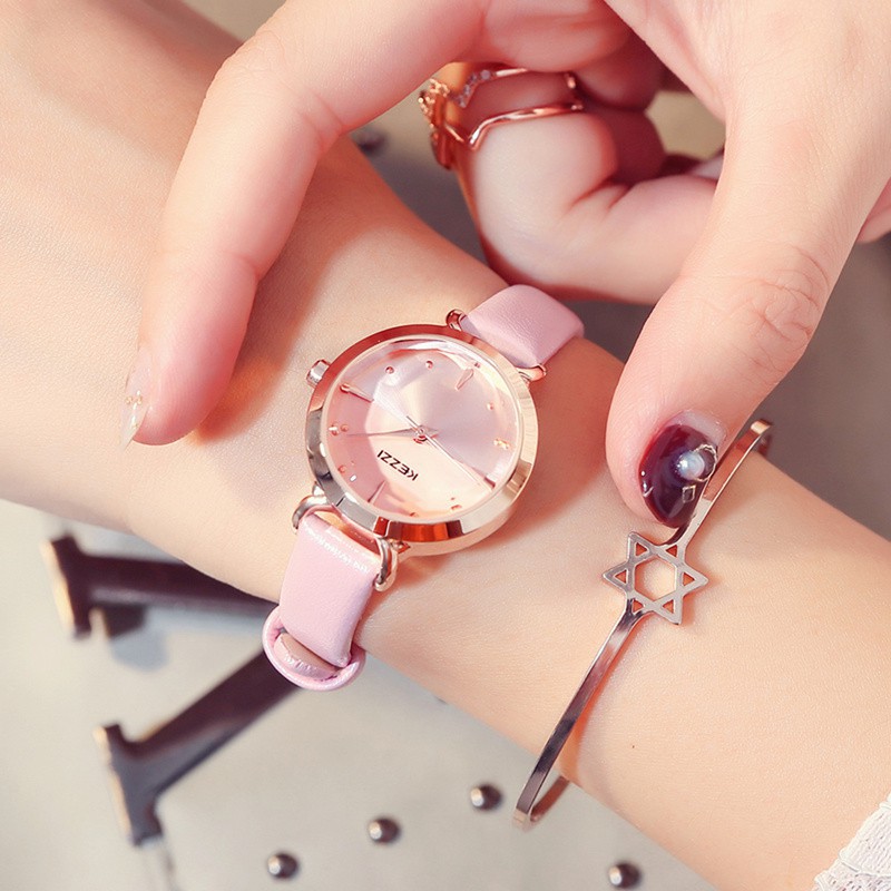 [Mã SKAMSALE8 giảm 10% đơn từ 200K] Đồng hồ nữ Kezzi 1651 hàng chính hãng dây da nhỏ xinh mini